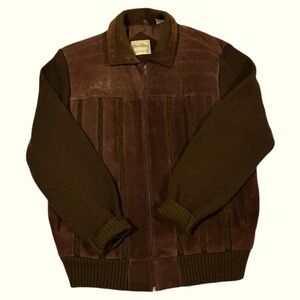 The Men's Store vintage genuine leather sweater coat jacket brown Large …